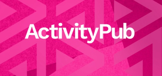 Magenta background with multiple ActivityPub logos stubdued in the background. ACTIVITYPUB written white letters.
