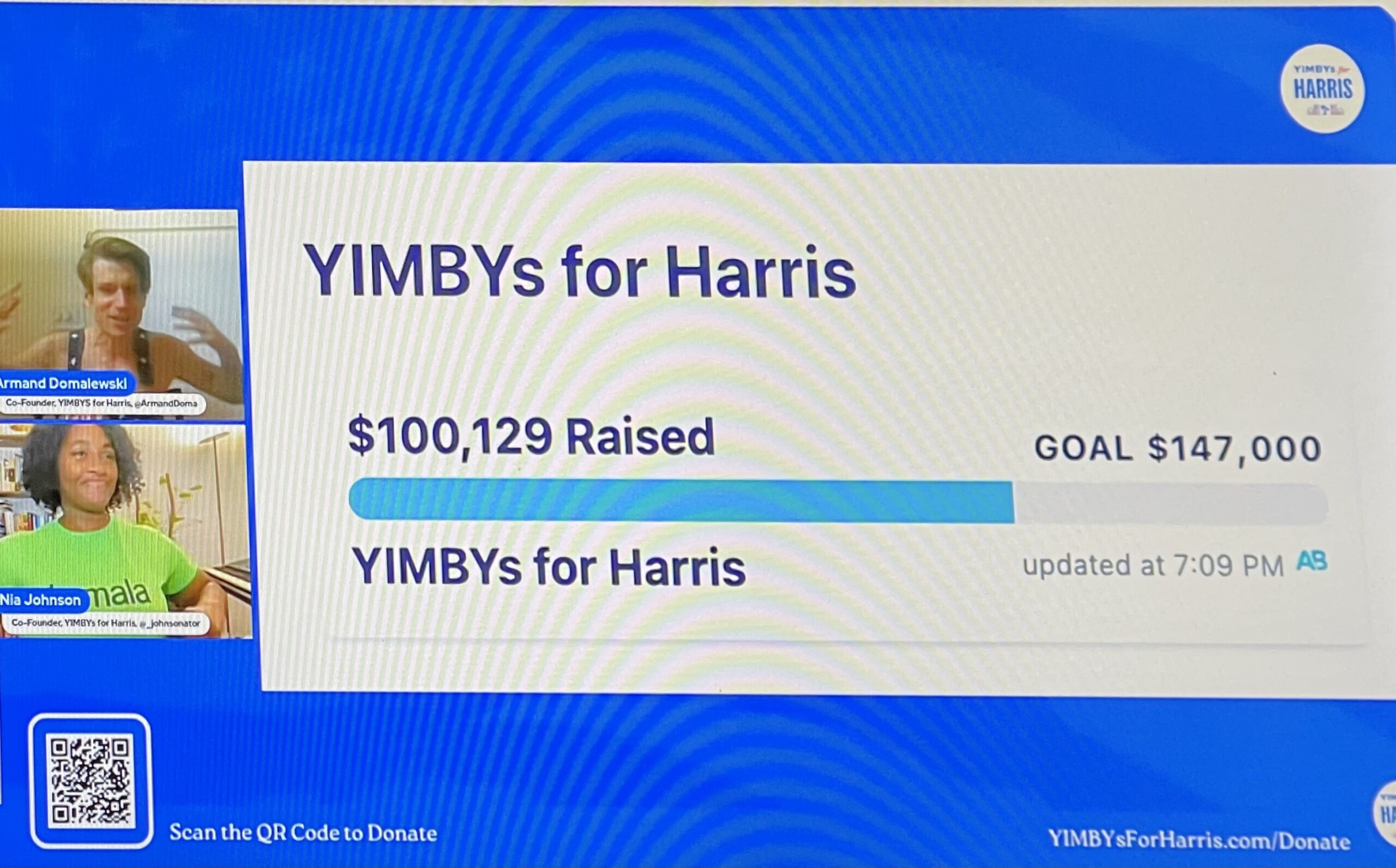 Yimbys for Harris $100k